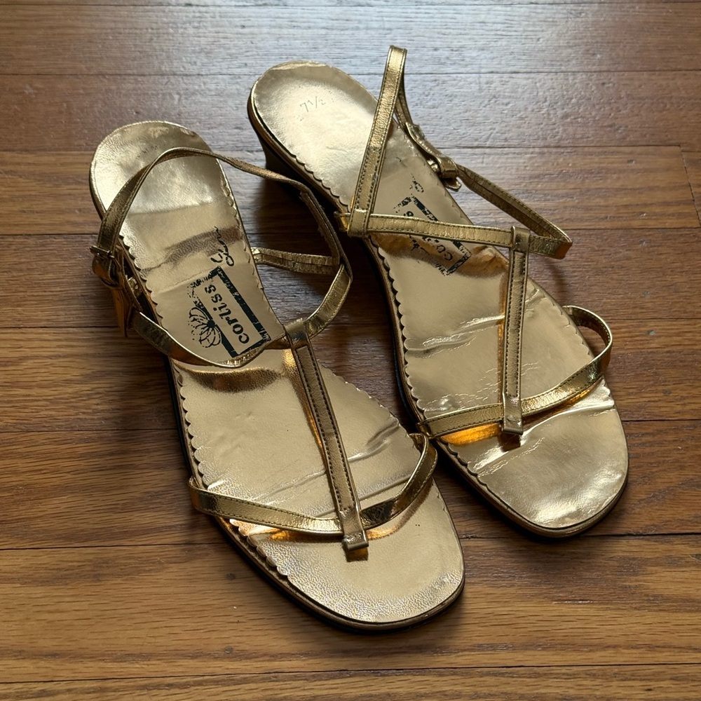 Vintage Gold Strappy Sandals